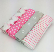 4pcs/lot newborn baby bed sheet bedding set 76x76cm for newborn crib sheets cot linen 100% cotton Flannel printing baby blanket