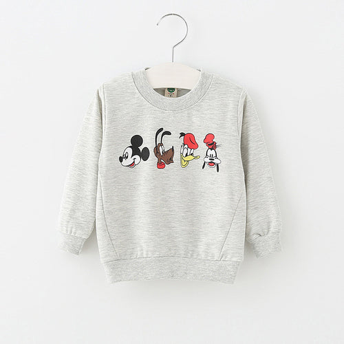 Summer autumn baby cartoon printing cotton long-sleeved fashion cartoon sweater 0-3 years cartoon animal candy color shirt