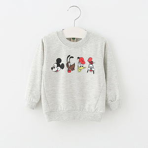 Summer autumn baby cartoon printing cotton long-sleeved fashion cartoon sweater 0-3 years cartoon animal candy color shirt