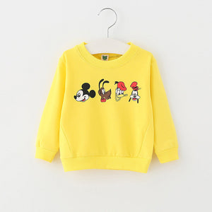 Summer autumn baby cartoon printing cotton long-sleeved fashion cartoon sweater 0-3 years cartoon animal candy color shirt