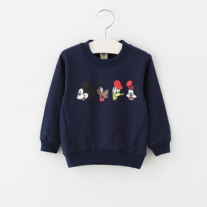 Summer autumn baby cartoon printing cotton long-sleeved fashion cartoon sweater 0-3 years cartoon animal candy color shirt