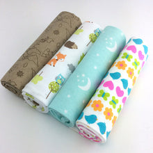 4pcs/lot newborn baby bed sheet bedding set 76x76cm for newborn crib sheets cot linen 100% cotton Flannel printing baby blanket