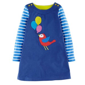 Princess Costume Baby Girls Birthday Dress 2017 Brand Tunic Dress Kids Clothing Applique Robe Fille 100% Cotton Children Dresses