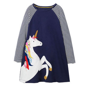 Princess Costume Baby Girls Birthday Dress 2017 Brand Tunic Dress Kids Clothing Applique Robe Fille 100% Cotton Children Dresses