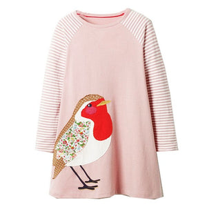 Princess Costume Baby Girls Birthday Dress 2017 Brand Tunic Dress Kids Clothing Applique Robe Fille 100% Cotton Children Dresses