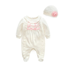 Newborn Baby Girl Clothes Lace Flowers Jumpsuits & Hats Clothing Sets Princess Girls Footies for 2018 Spring Baby Body suits