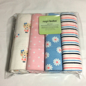 4pcs/lot newborn baby bed sheet bedding set 76x76cm for newborn crib sheets cot linen 100% cotton Flannel printing baby blanket