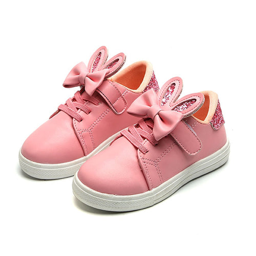 COZULMA 2018 New Girls Sneakers Kids Shoes Children sequined rabbit ears Sport Causal Shoes Girls Princess Bow Tie Outdoor Shoes