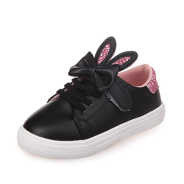 COZULMA 2018 New Girls Sneakers Kids Shoes Children sequined rabbit ears Sport Causal Shoes Girls Princess Bow Tie Outdoor Shoes