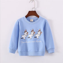Summer autumn baby cartoon printing cotton long-sleeved fashion cartoon sweater 0-3 years cartoon animal candy color shirt