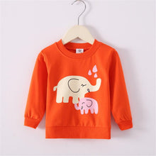 Summer autumn baby cartoon printing cotton long-sleeved fashion cartoon sweater 0-3 years cartoon animal candy color shirt