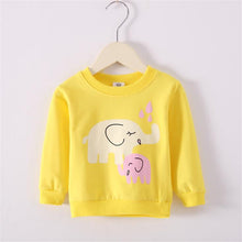 Summer autumn baby cartoon printing cotton long-sleeved fashion cartoon sweater 0-3 years cartoon animal candy color shirt
