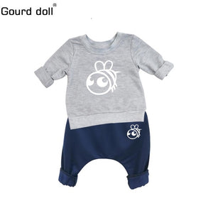 Gourd doll Baby Boy Girl Clothes Spring Baby Clothing Sets Cartoon Printing Sweatshirts+Casual Pants 2Pcs for Baby Clothes