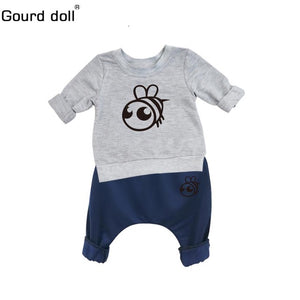 Gourd doll Baby Boy Girl Clothes Spring Baby Clothing Sets Cartoon Printing Sweatshirts+Casual Pants 2Pcs for Baby Clothes