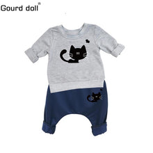 Gourd doll Baby Boy Girl Clothes Spring Baby Clothing Sets Cartoon Printing Sweatshirts+Casual Pants 2Pcs for Baby Clothes