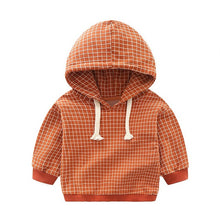 COOTELILI 80-130cm Plaid Children Tops Spring Children T Shirt For Boys Cotton Baby Boys Hoodies Kids Clothes BLACK ORANGE