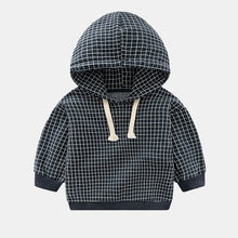 COOTELILI 80-130cm Plaid Children Tops Spring Children T Shirt For Boys Cotton Baby Boys Hoodies Kids Clothes BLACK ORANGE