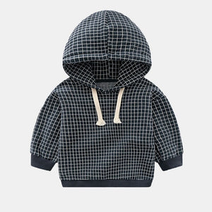 COOTELILI 80-130cm Plaid Children Tops Spring Children T Shirt For Boys Cotton Baby Boys Hoodies Kids Clothes BLACK ORANGE