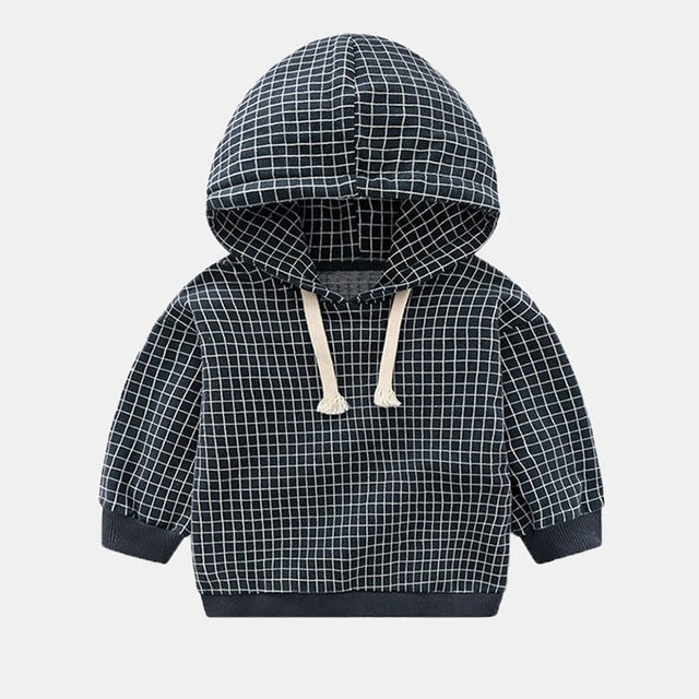 COOTELILI 80-130cm Plaid Children Tops Spring Children T Shirt For Boys Cotton Baby Boys Hoodies Kids Clothes BLACK ORANGE