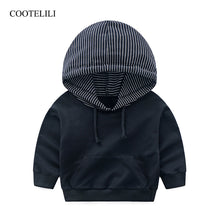 COOTELILI 80-130cm Fashion Striped Baby Girls Clothes Baby Boys Hoodies Kids Cool Hip-Hop Sweatshirt Children Tops Black White