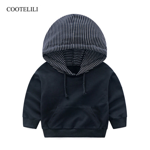 COOTELILI 80-130cm Fashion Striped Baby Girls Clothes Baby Boys Hoodies Kids Cool Hip-Hop Sweatshirt Children Tops Black White