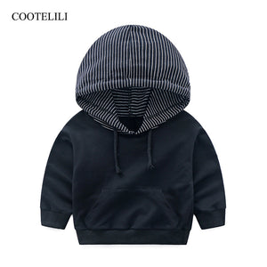 COOTELILI 80-130cm Fashion Striped Baby Girls Clothes Baby Boys Hoodies Kids Cool Hip-Hop Sweatshirt Children Tops Black White