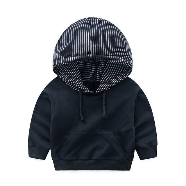 COOTELILI 80-130cm Fashion Striped Baby Girls Clothes Baby Boys Hoodies Kids Cool Hip-Hop Sweatshirt Children Tops Black White