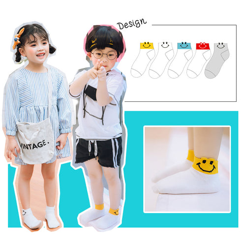 nepthday kids cotton sock 5 pairs/set smile model for 1-8T children socks soft wear 75% Cotton 22% Polyamide 3% Spandex C603