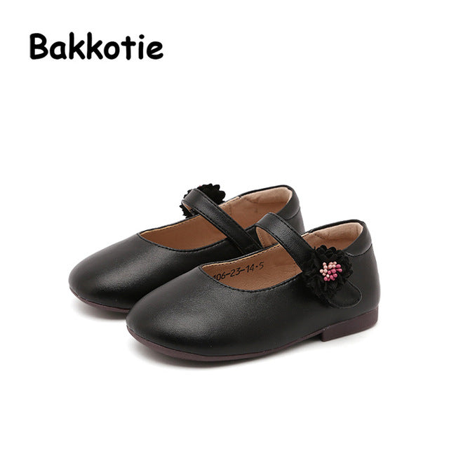 Bakkotie 2018 Spring New Baby Girl Fashion Flower Pink Pu leather Shoe Children Princess Flat kid Party Brand Mary Jane Toddler