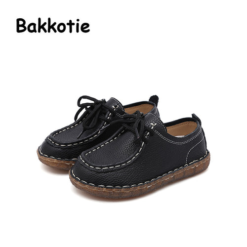 Bakkotie 2018 New Spring Autumn Baby Boy Fashion Genuine Leather Lace-up Leisure Child Casual Shoe Flat kid Brand Girl Soft Sole