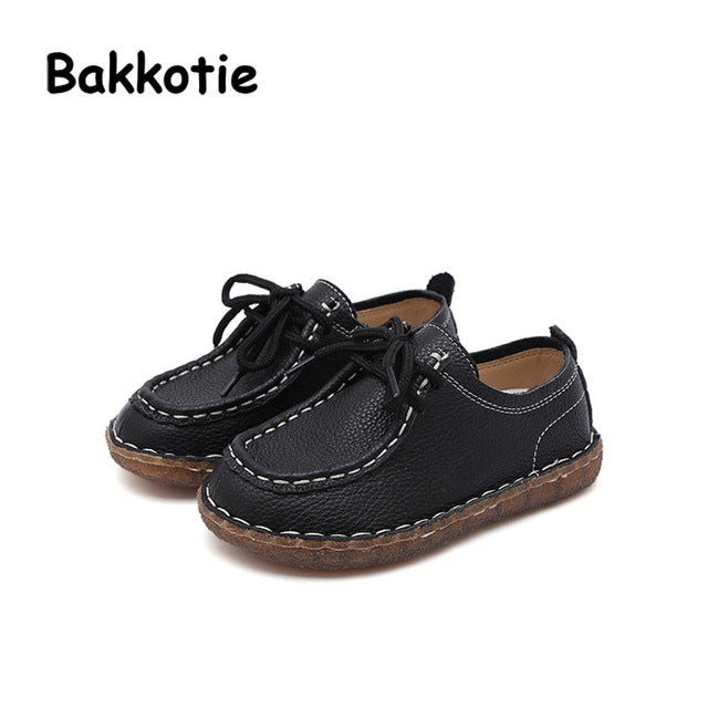 Bakkotie 2018 New Spring Autumn Baby Boy Fashion Genuine Leather Lace-up Leisure Child Casual Shoe Flat kid Brand Girl Soft Sole