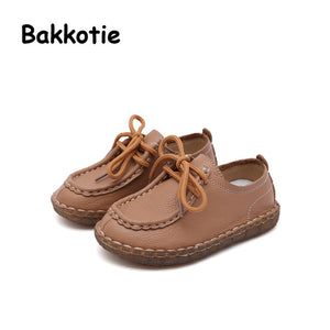 Bakkotie 2018 New Spring Autumn Baby Boy Fashion Genuine Leather Lace-up Leisure Child Casual Shoe Flat kid Brand Girl Soft Sole