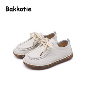 Bakkotie 2018 New Spring Autumn Baby Boy Fashion Genuine Leather Lace-up Leisure Child Casual Shoe Flat kid Brand Girl Soft Sole