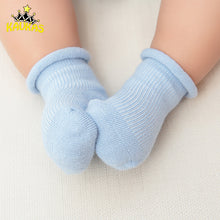 KAVKAS Baby Summer Socks Cotton Breathable Infant Boy Girl Socks Floor Anti-Slip Socks Spring Solid Color Rolled Toddler Socks