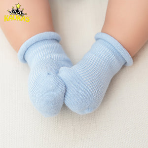 KAVKAS Baby Summer Socks Cotton Breathable Infant Boy Girl Socks Floor Anti-Slip Socks Spring Solid Color Rolled Toddler Socks