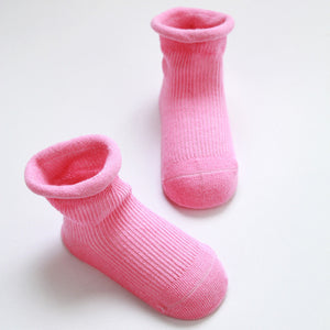 KAVKAS Baby Summer Socks Cotton Breathable Infant Boy Girl Socks Floor Anti-Slip Socks Spring Solid Color Rolled Toddler Socks