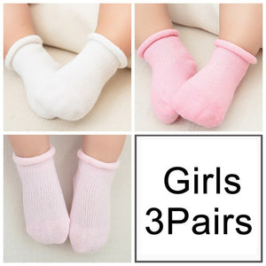 KAVKAS Baby Summer Socks Cotton Breathable Infant Boy Girl Socks Floor Anti-Slip Socks Spring Solid Color Rolled Toddler Socks